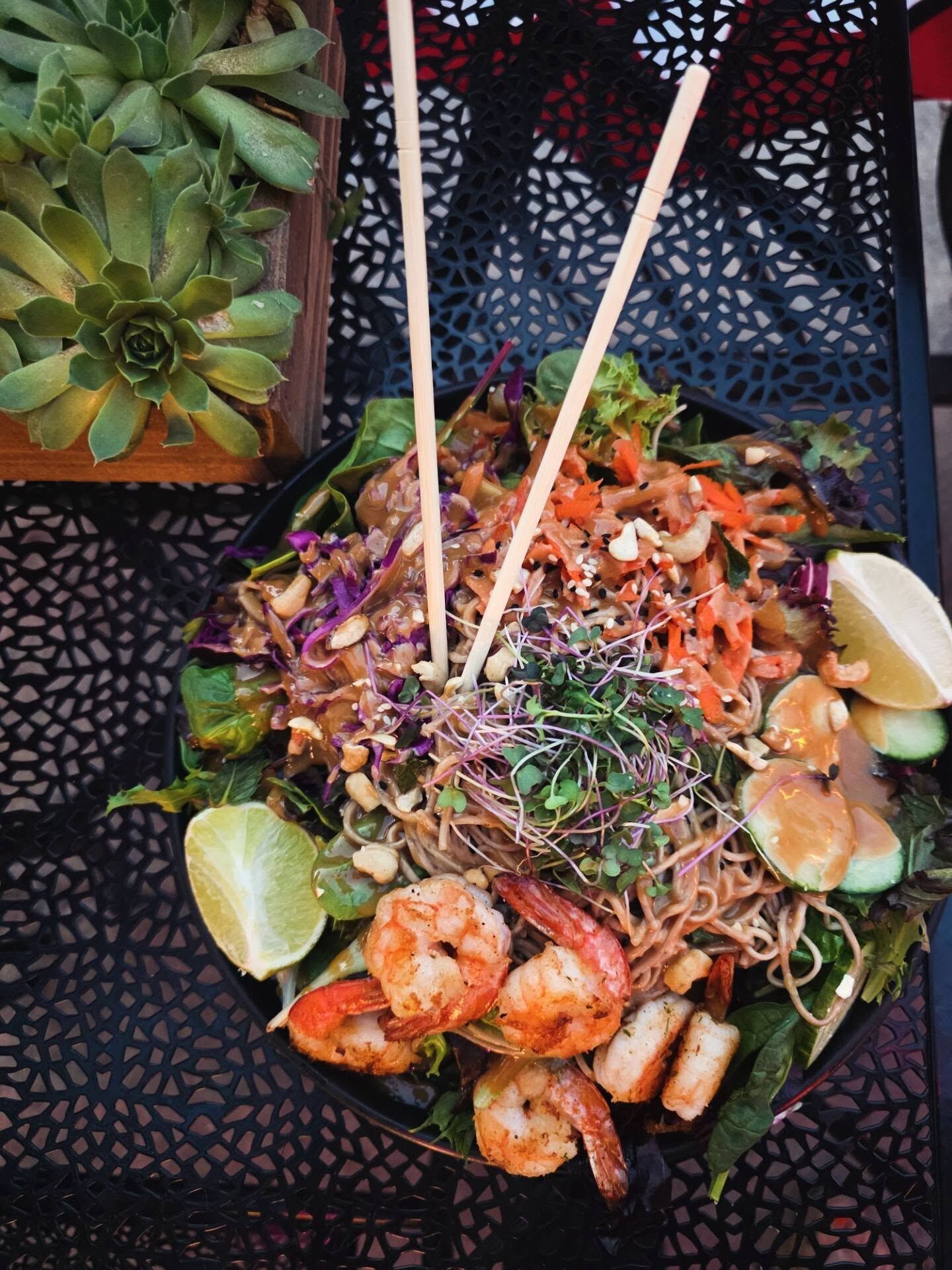 Shrimp noodle salad at Borracho's